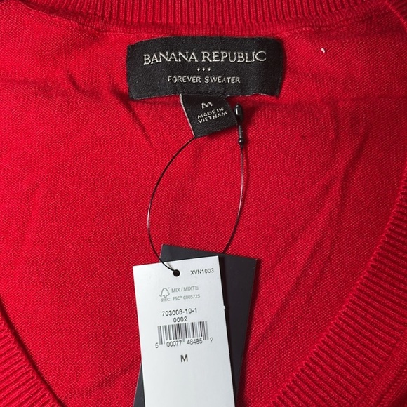Banana Republic red Forever V-neck sweater sz M - Picture 2 of 5